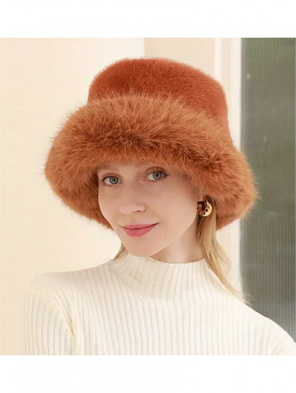 Grand Solid Rust Fuzzy Hat with Brim