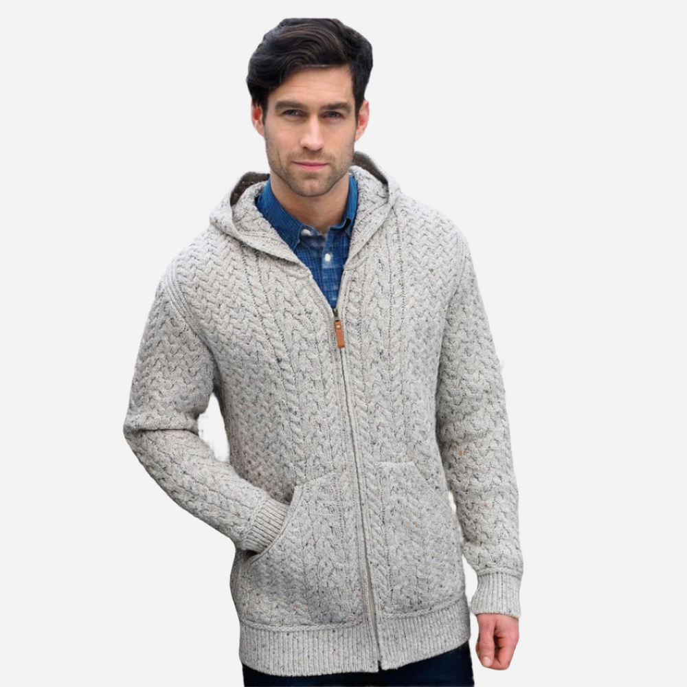 Aran Irish Men's Hooded Zip Cardigan Oatmeal (HD4821) – Rob McIntosh