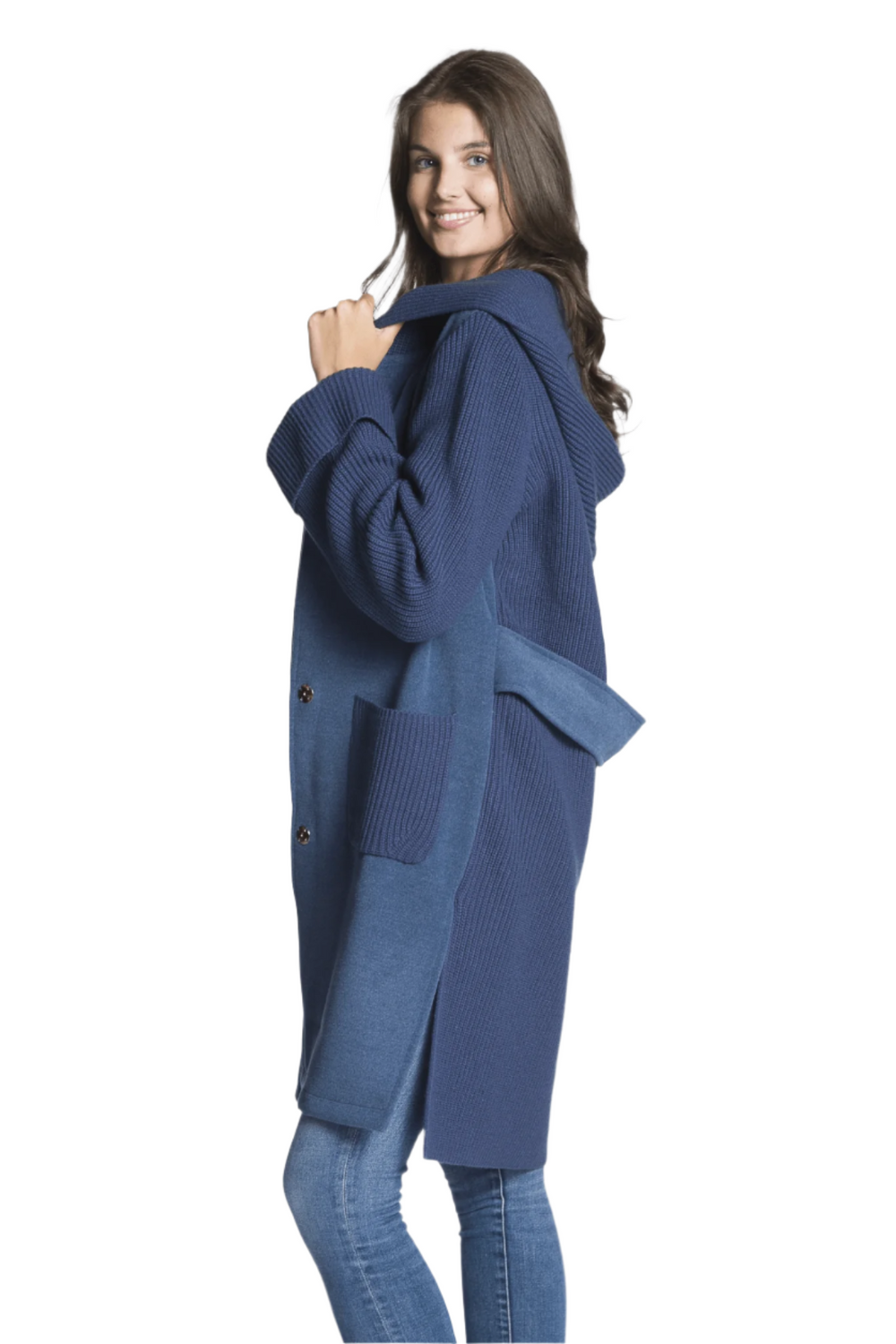 Women's Sophisticated Long Sweater Coat - Midnight