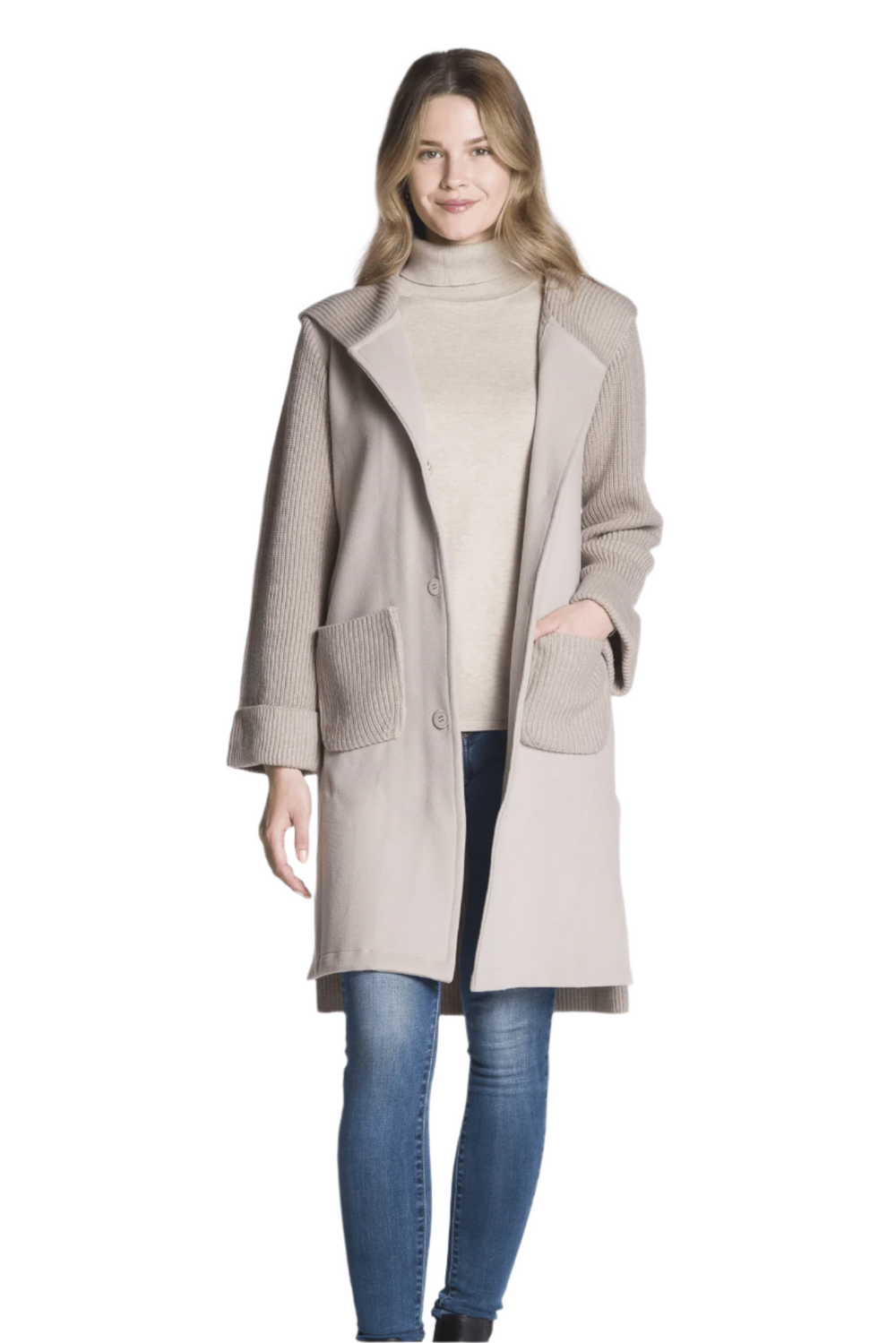 Women's Sophisticated Long Sweater Coat - Sand