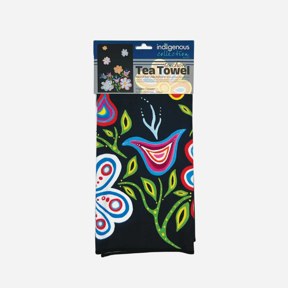 Indigenous Art Tea Towel Happy Flower