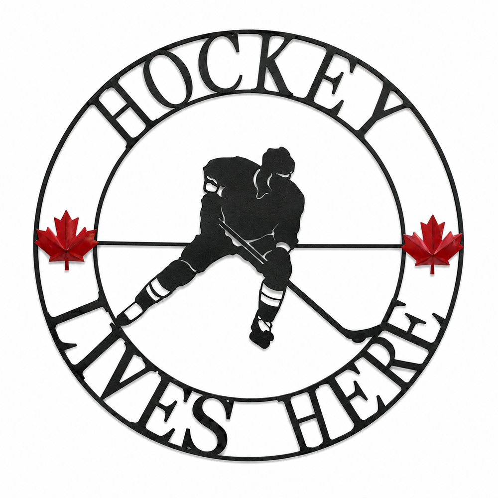 Metal Hockey Lives Here Wall Decor