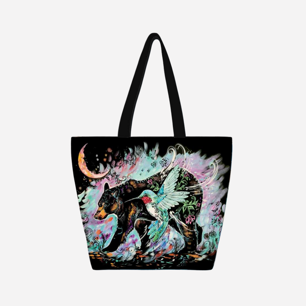 Indigenous Art Canvas Tote Bag - Hummingbear