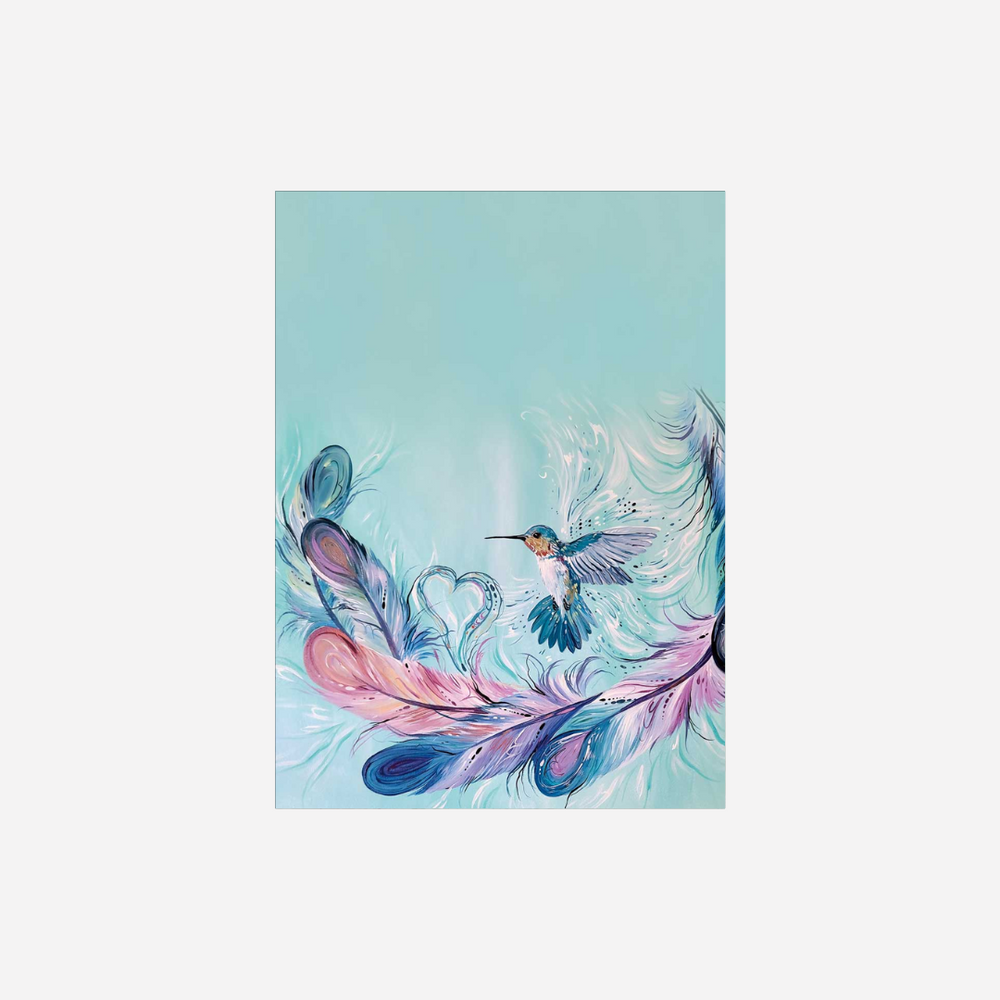 Indigenous Art Tea Towel Hummingbird Feathers