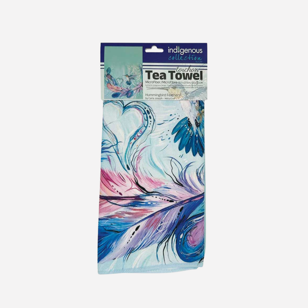 Indigenous Art Tea Towel Hummingbird Feathers