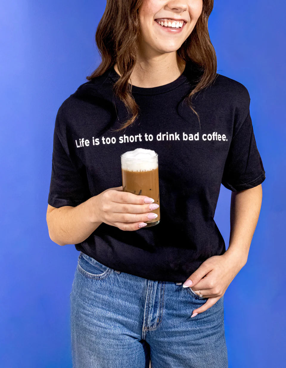 Silver Scooter T-Shirt "Life is Too Short for Bad Coffee"