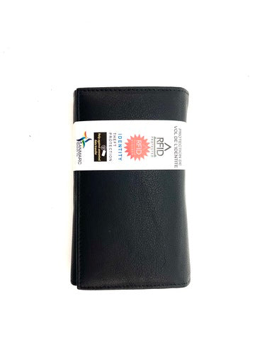 100% Indian Leather Black Rfid Ladies Wallet (L-1626)