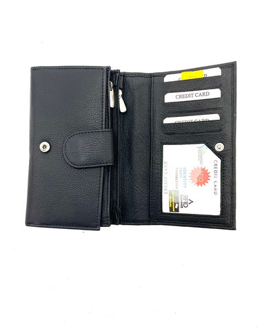 100% Indian Leather Black Rfid Ladies Wallet (L-1626)