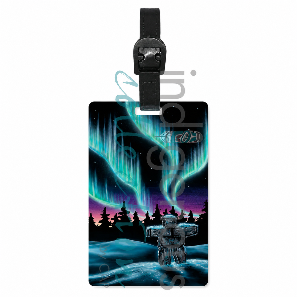 Indigenous Luggage Tag Sky Dance Inukshuk