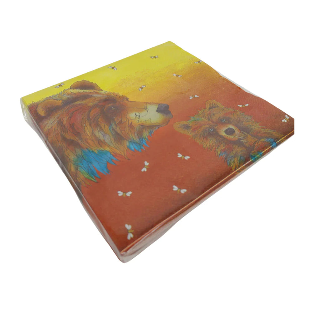 Notebook with a colorful design of two bears on a white background