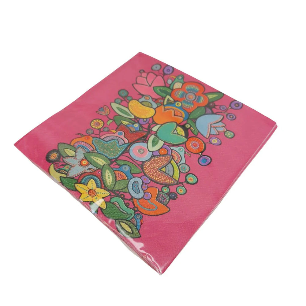Colorful floral design on a pink background