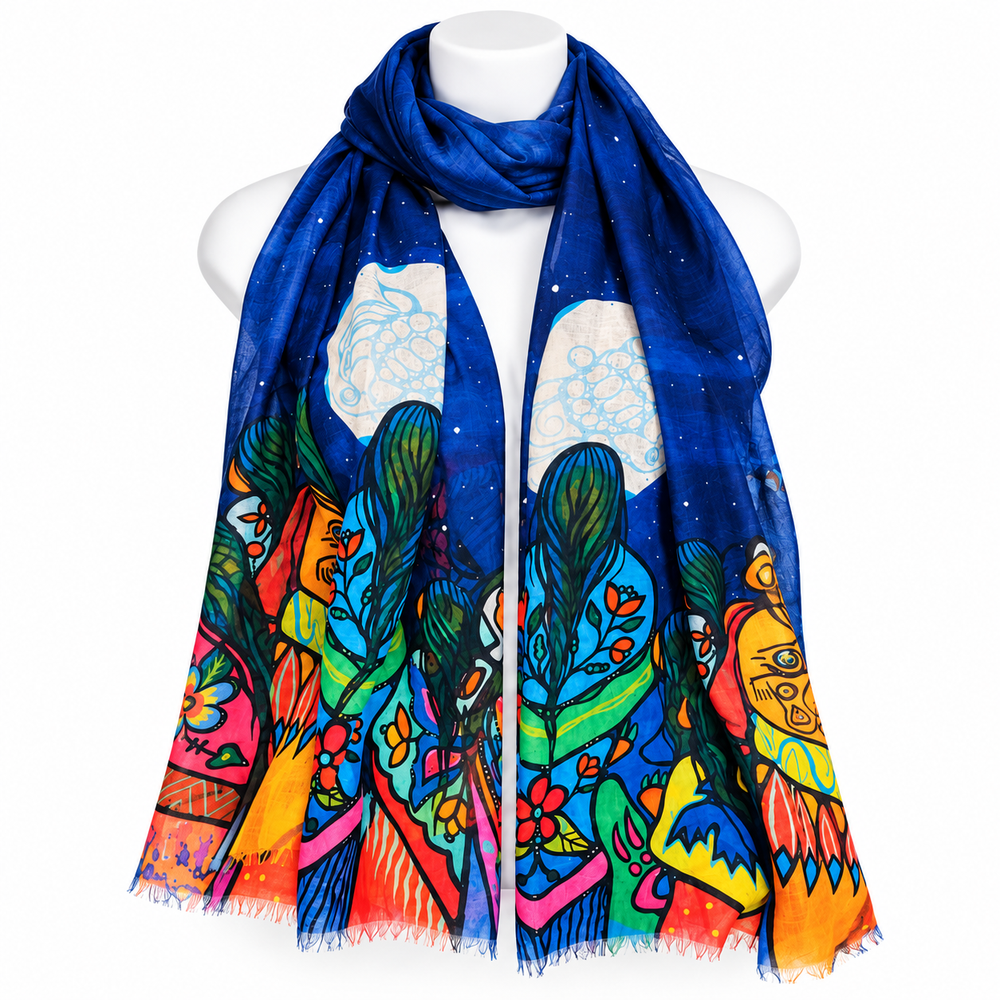 Indigenous Art Scarf - Full Moon Ceremony