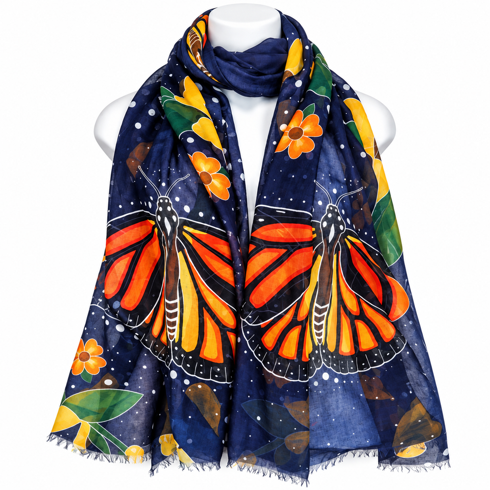 Indigenous Art Scarf Monarch Butterfly