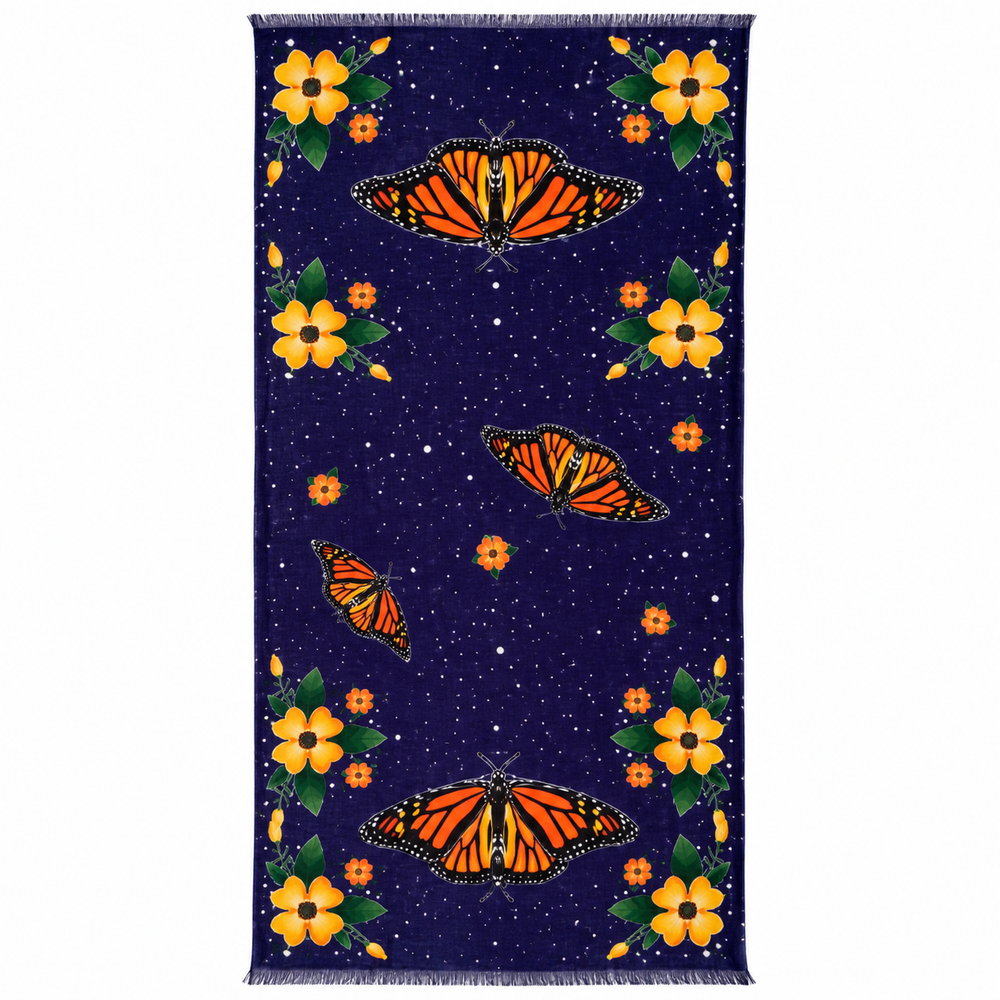 Indigenous Art Scarf Monarch Butterfly Full View