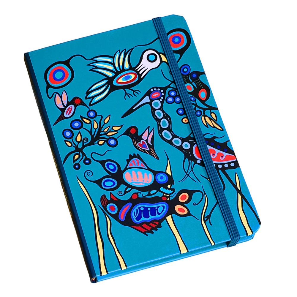 Colorful notebook with animal illustrations on a white background