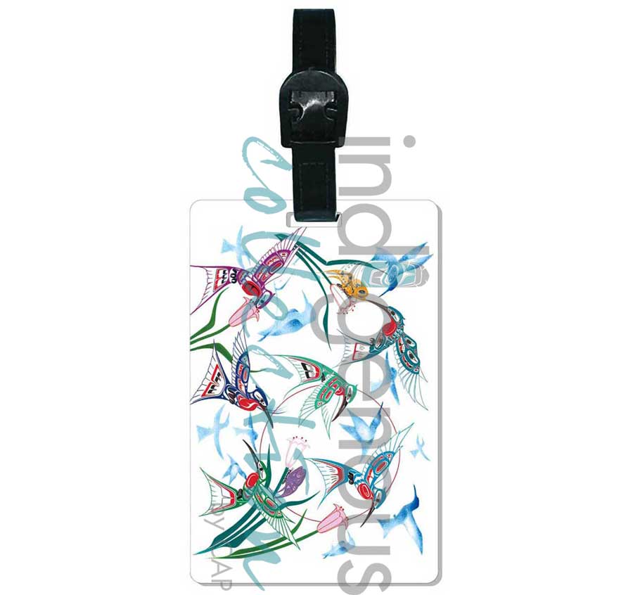 Indigenous Luggage Tag Garden of Hummingbirds