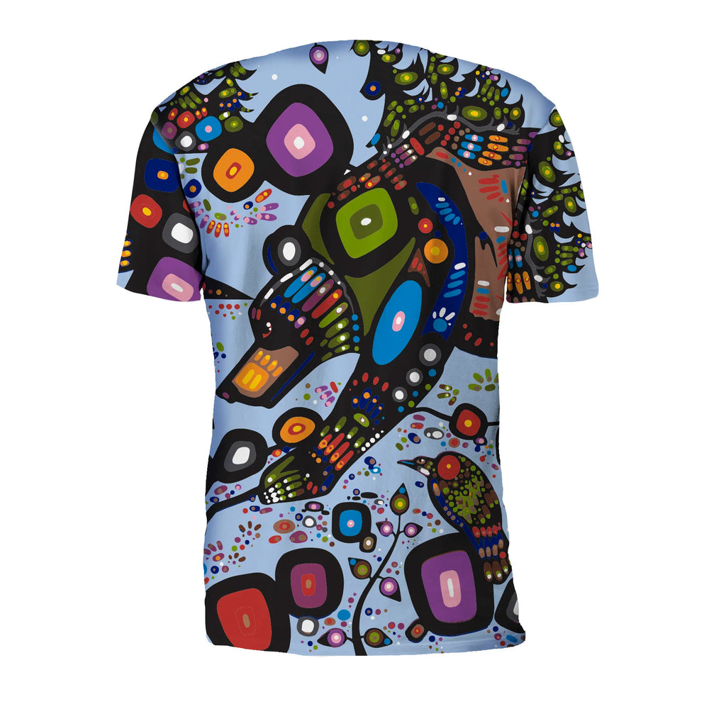 Colorful abstract design t-shirt on a white background