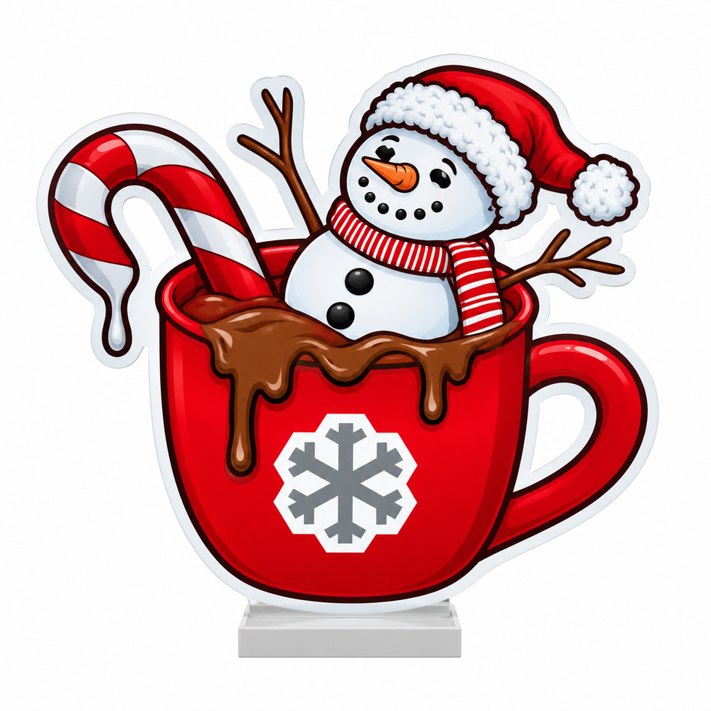 CT Infinity Light Snowman in Red Hot Chocolate Cup 15.5"