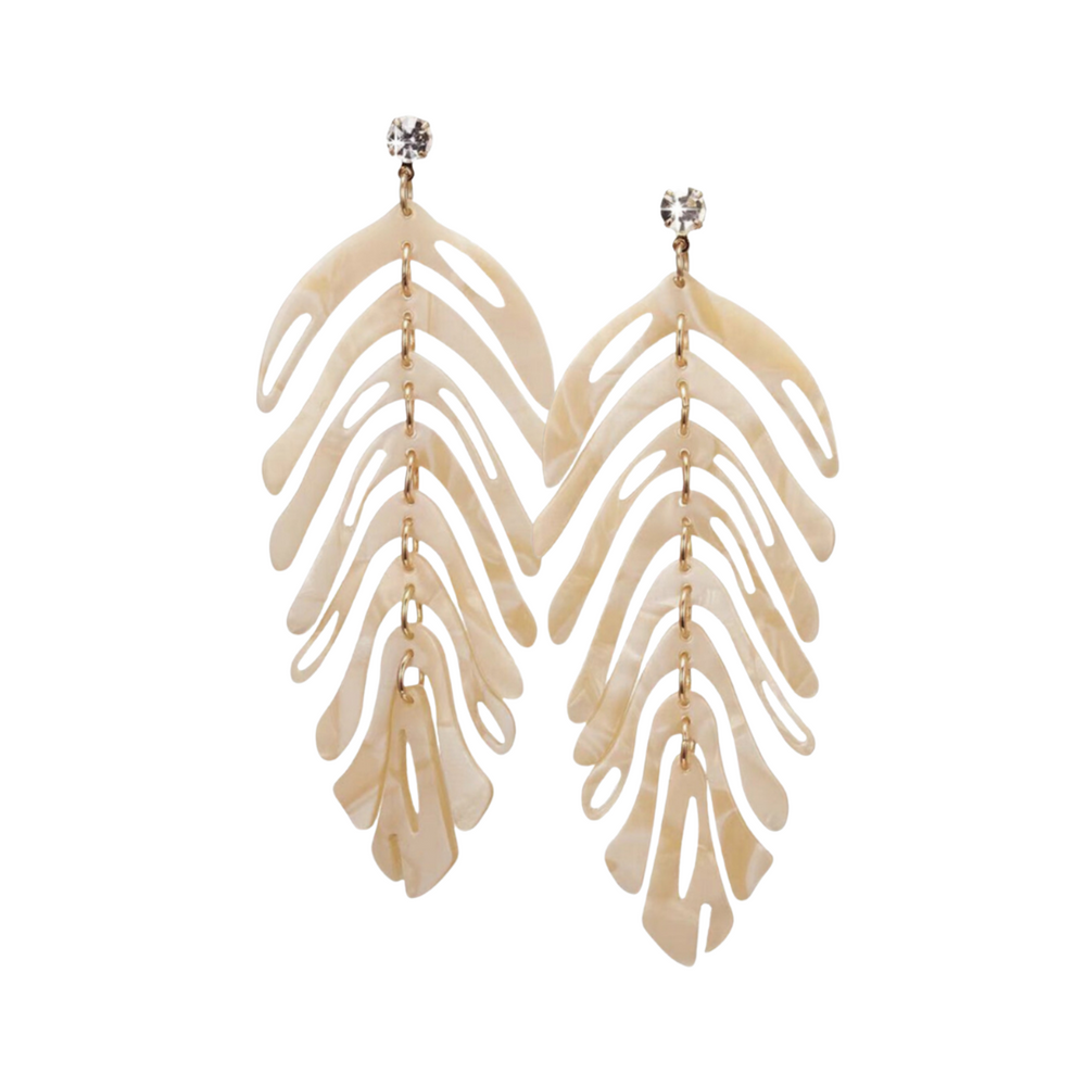 Tropical Leaf Biege Earring by Jacqueline Kent