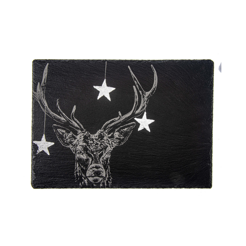 Scottish Made Engraved Slate Holiday Stag Cheeseboard