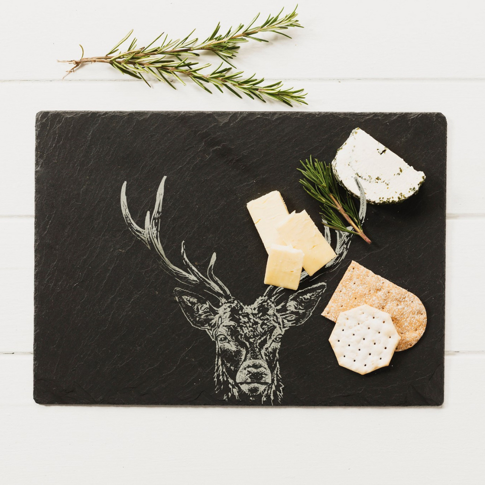 Scottish Made Engraved Slate Stag Prince Cheeseboard