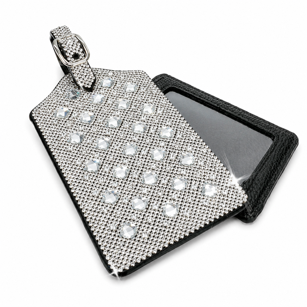 Jacqueline Kent Silver Crystal Luggage Tag
