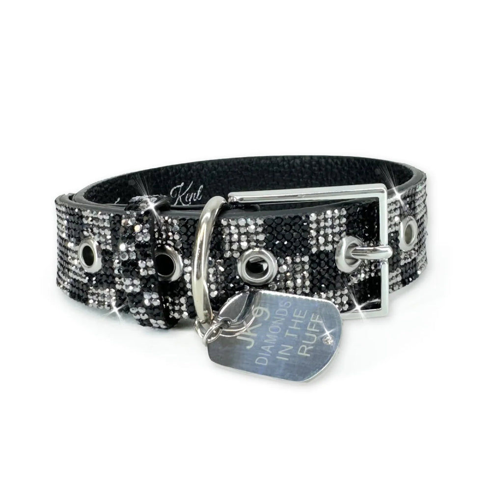 Jacqueline Kent Checkmate Dark Small Dog Collar