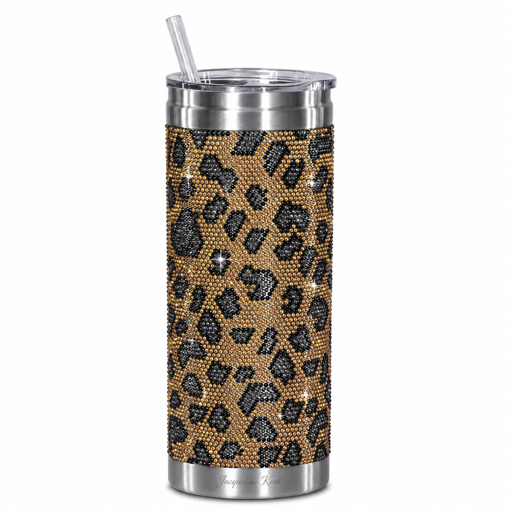 Jacqueline Kent Tumbler Wild Thing Leopard Gold 20oz