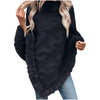 Grand Fur Collar & Trim Black Knit Poncho