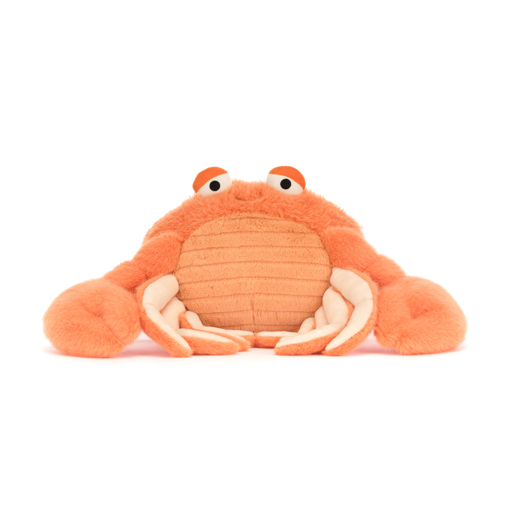Plush crab toy on a white background