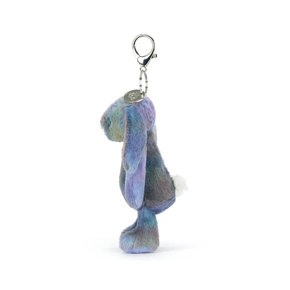 Plush keychain with a tag on a white background