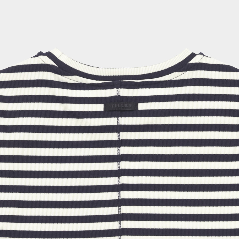 Tilley Short Sleeve Rib Tee Navy/White Stripe
