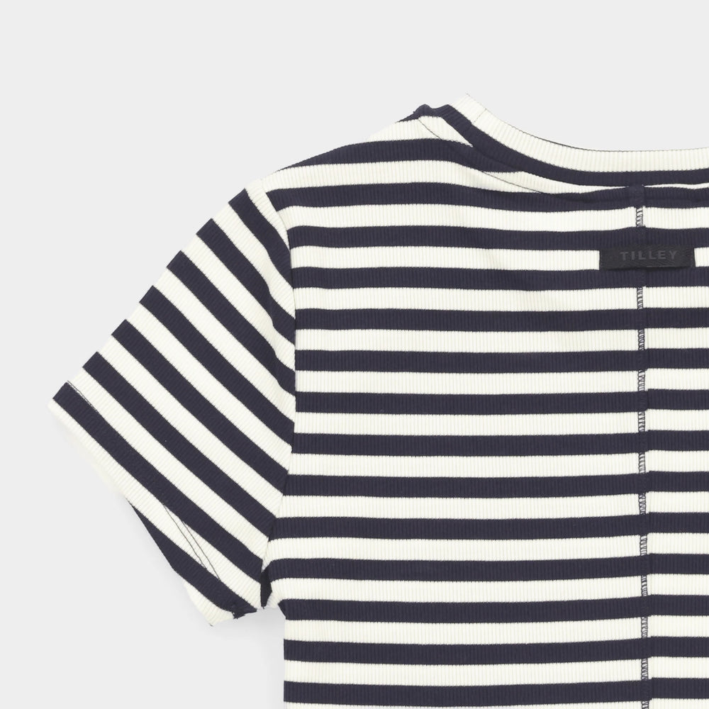 Tilley Short Sleeve Rib Tee Navy/White Stripe
