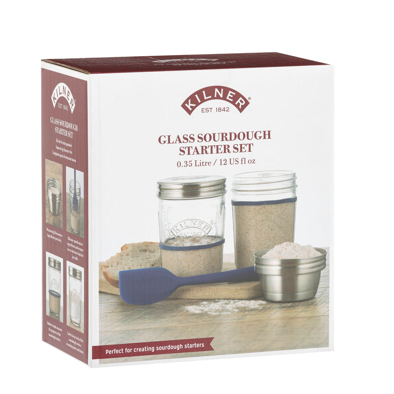 Kilner glass sourdough starter set packaging on a white background
