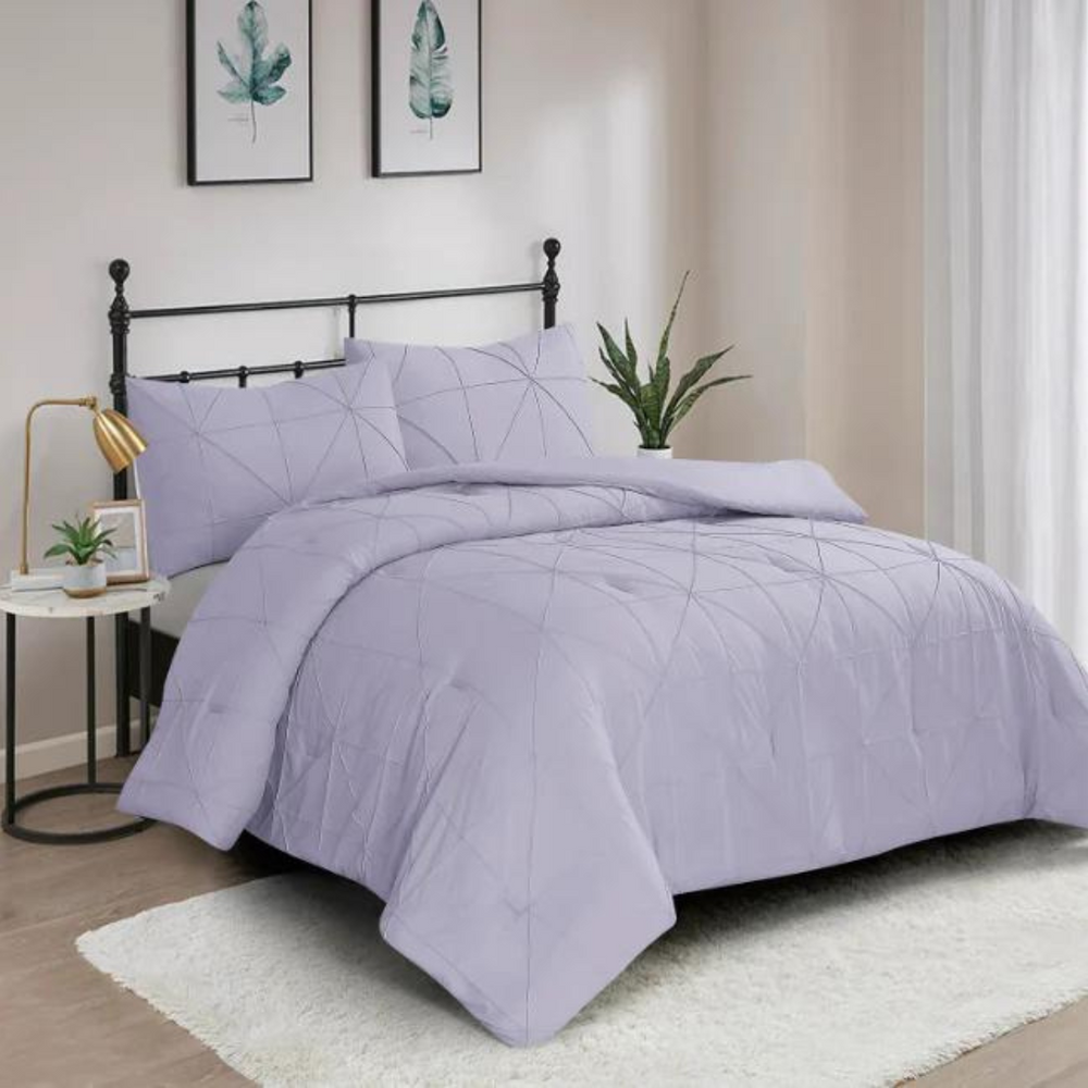 Hartford Pintuck 3 Piece Comforter Set - Lavender