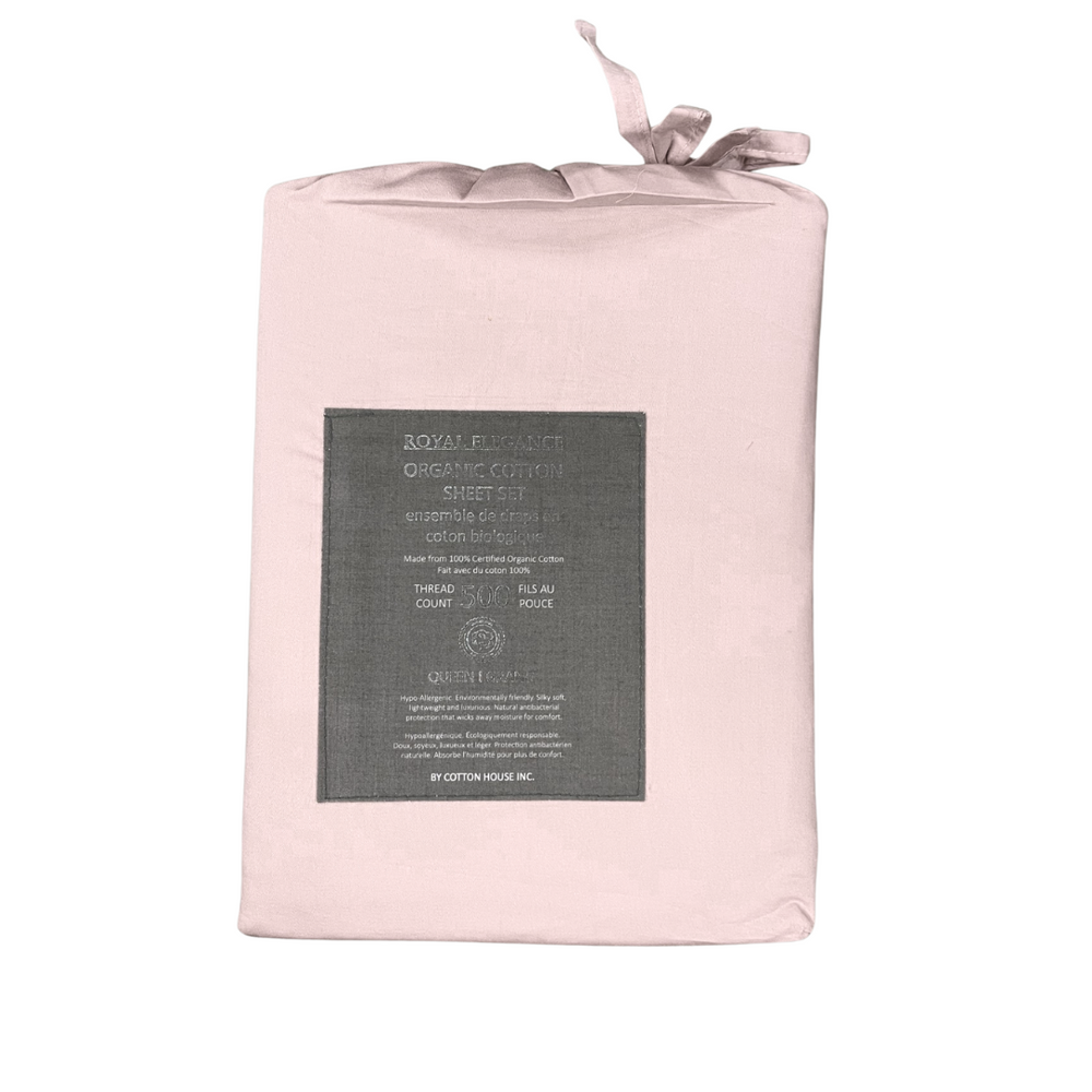 500TC 100% Cotton Queen Sheets - Light Pink