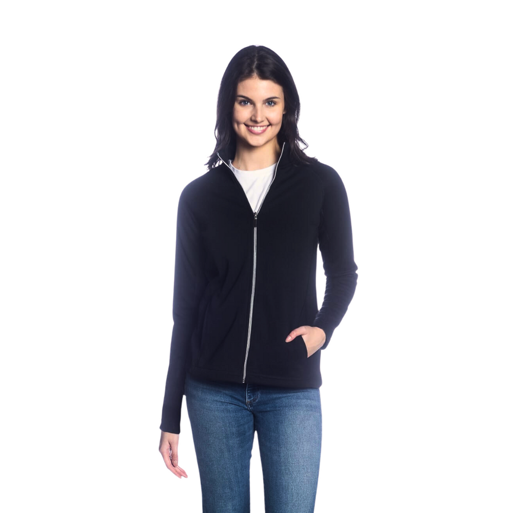 Ladies Alpine Fleece Long Sleeve Full Zip Sweater - Black