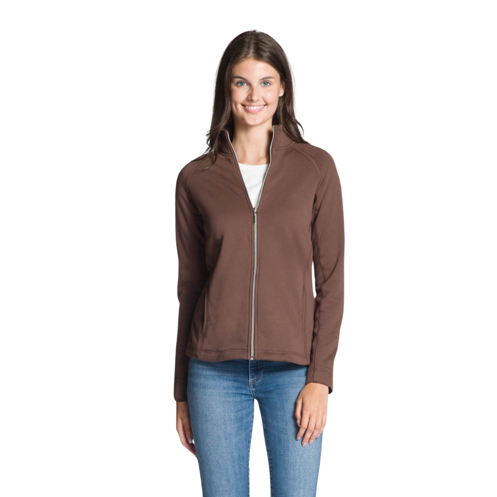 Ladies Alpine Fleece Long Sleeve Full Zip Sweater - Brown