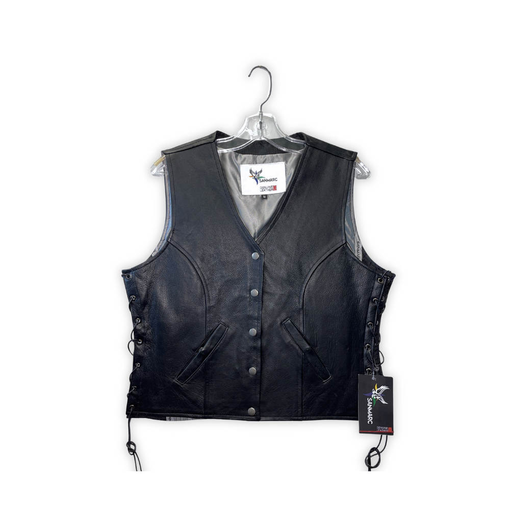 Ladies Black Crosspocket Vest (S-111)