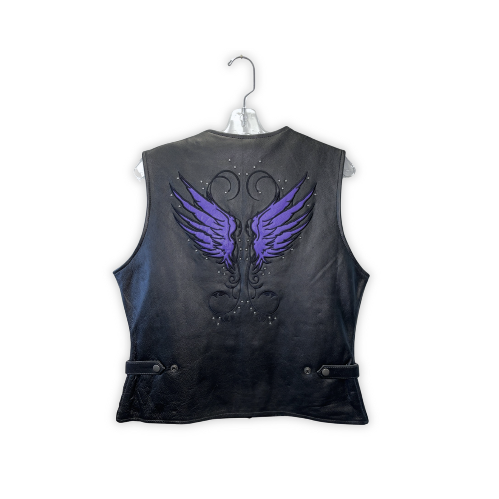 Ladies Black Vest with Purple Wings (S-2366)