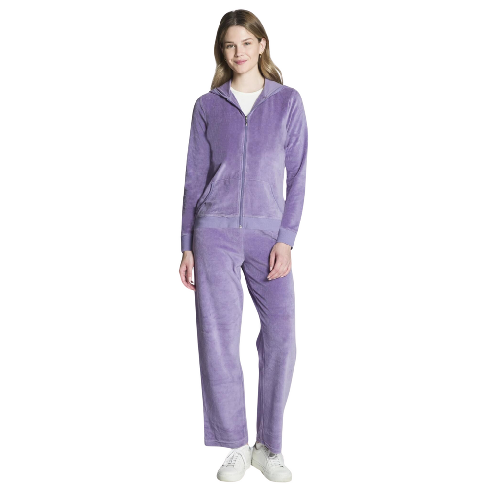 Ladies Luxury Velour 2-Piece Lounge Set Purple