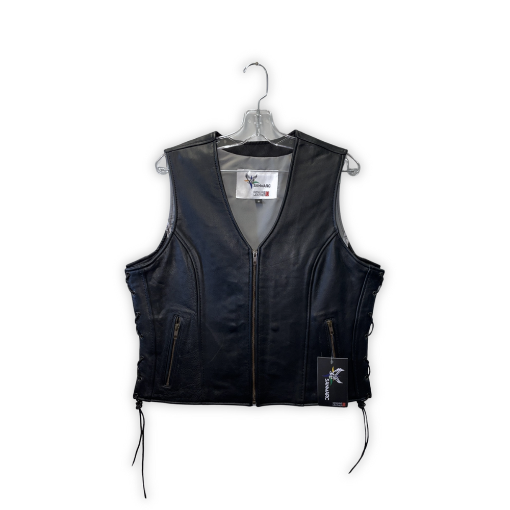 Ladies Plain Black Vest with Zipper (LV-02)