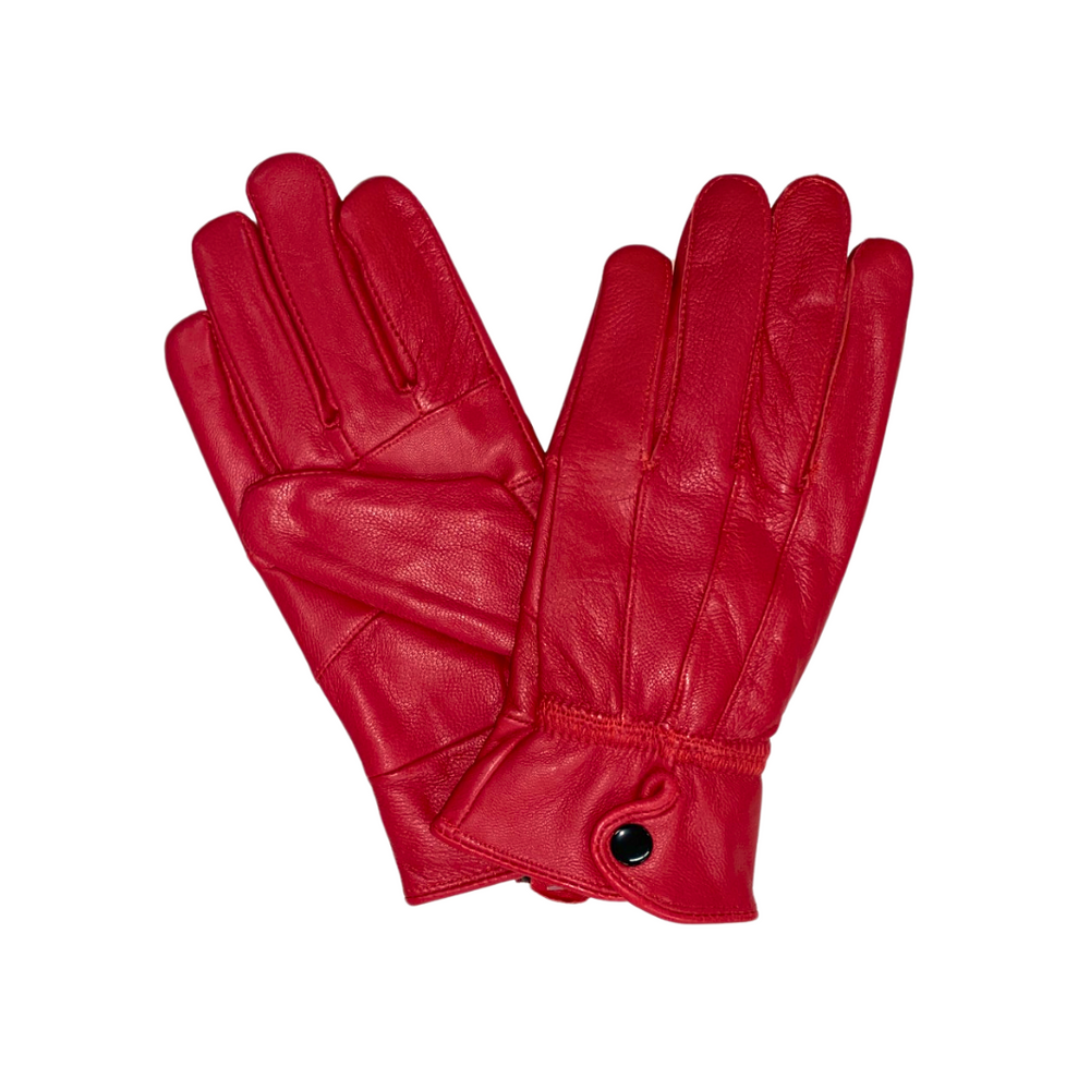 Ladies Red Leather Winter Gloves