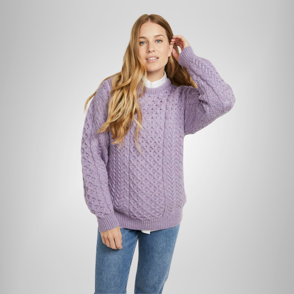 Aran Wool Traditional Merino Sweater - Lavender (A823 016)