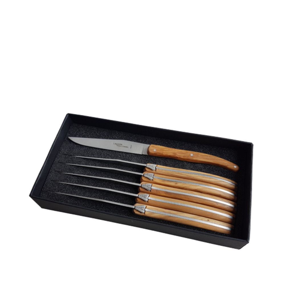 Le Thiers Brasserie Steak Knives Set Olive Wood
