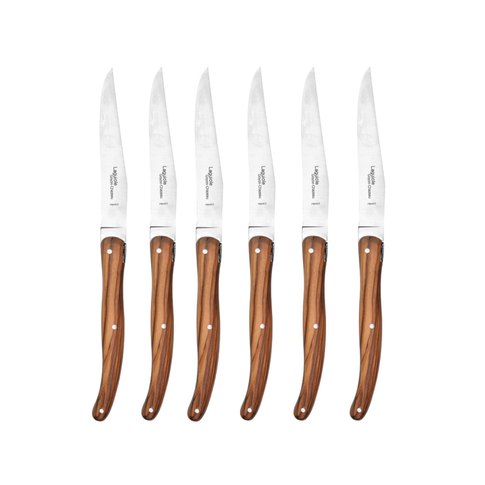 Le Thiers Brasserie Steak Knives Set Olive Wood