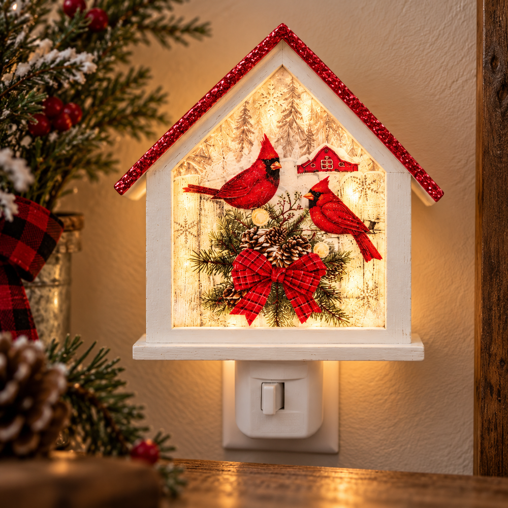 SC Cardinals on Wreath Nightlight