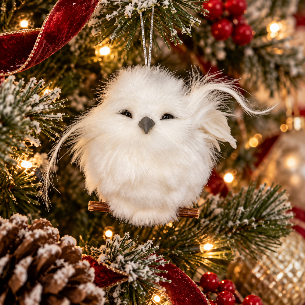 CT White Owl on a Stick Ornament