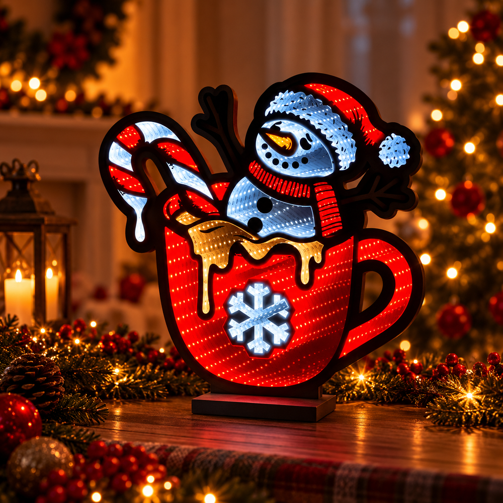 CT Infinity Light Snowman in Red Hot Chocolate Cup 15.5"