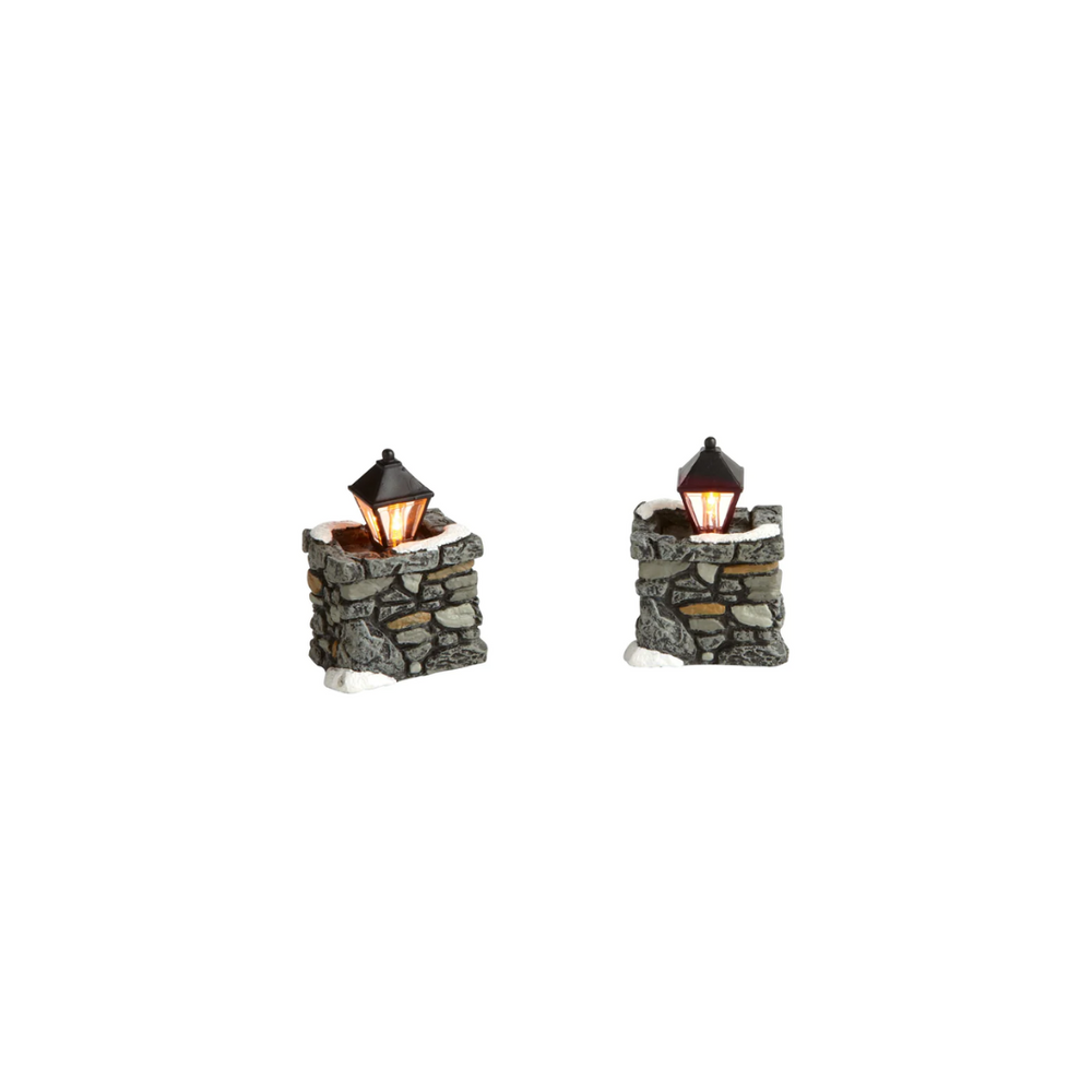 Village Accessories-Limestone Lamps set of 2